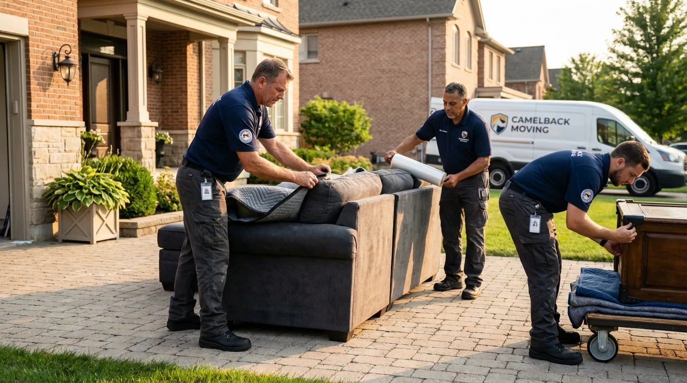 Large estate moving crew wrapping furniture in Port Barre, LA
